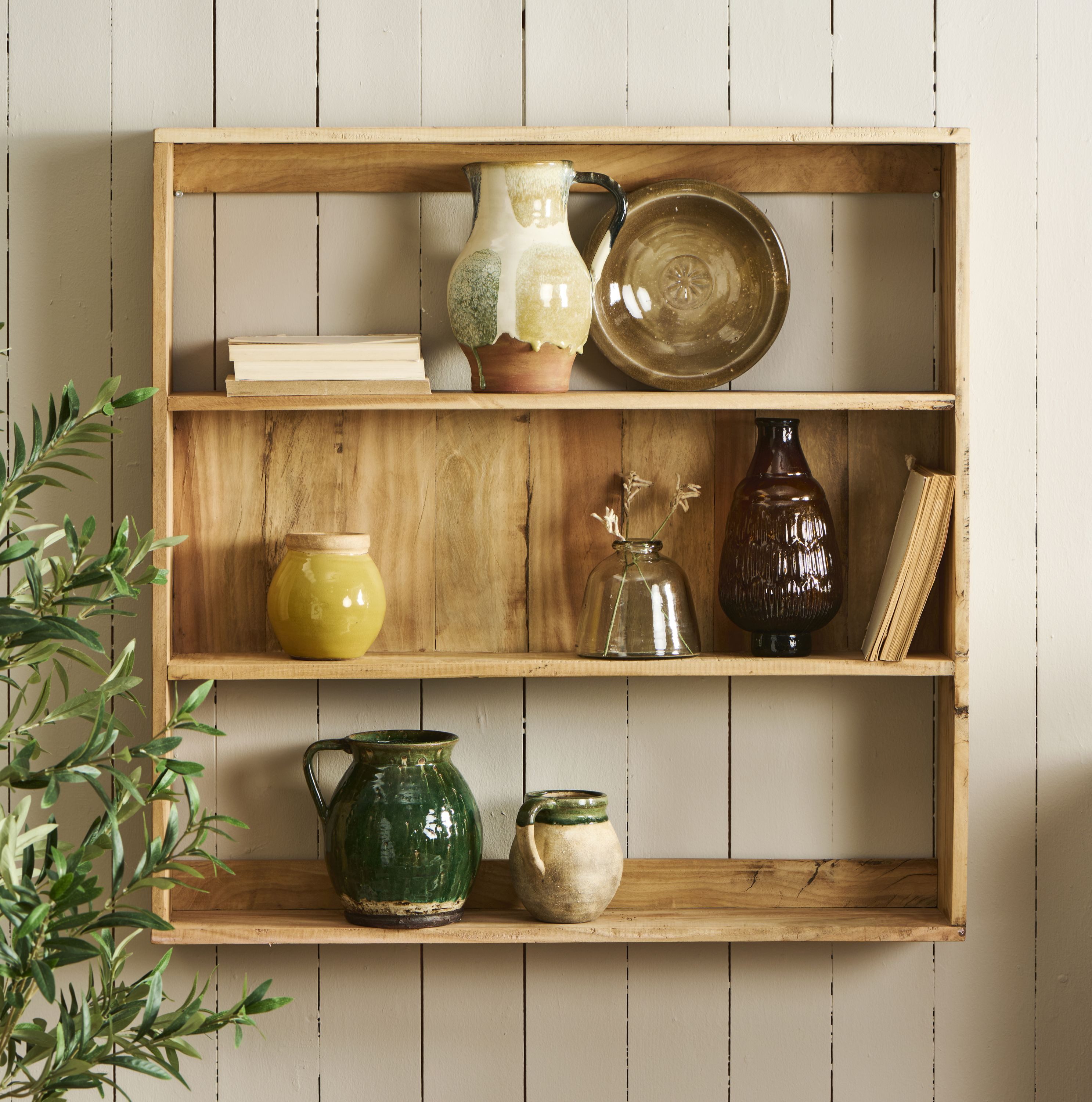 Ib Laursen Wandregal Ib Laursen - Wandregal Regal 3 Fächer teilweiser Rückwand Unika Holz