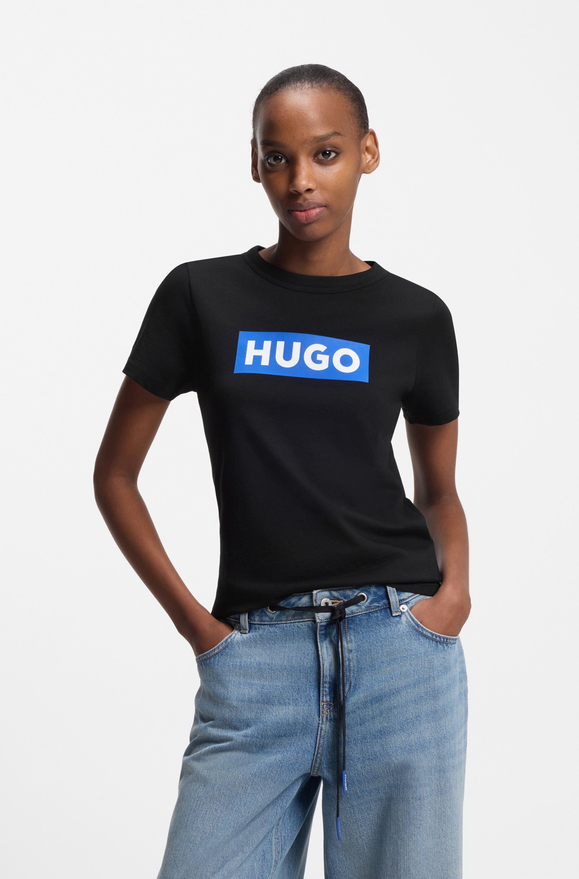 HUGO Blue T-Shirt Classic Tee mit Rundhals, Logodruck günstig online kaufen