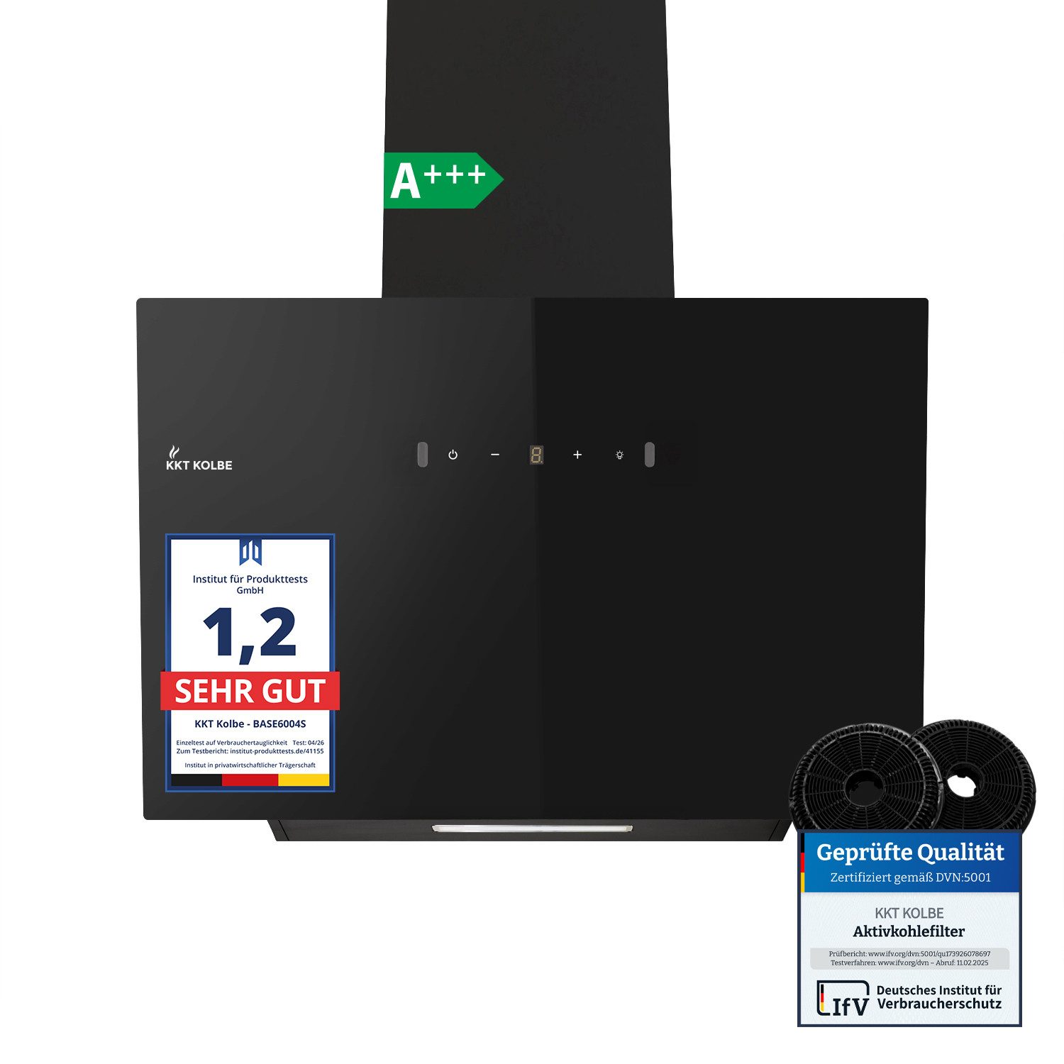 KKT KOLBE Wandhaube Dunstabzugshaube 60cm BASE6004S Dunstabzugshaube 60cm BASE6004S, Abzugshaube / Abluft / 60cm / Umluft / Schwarz / Gestensteuerung / LED