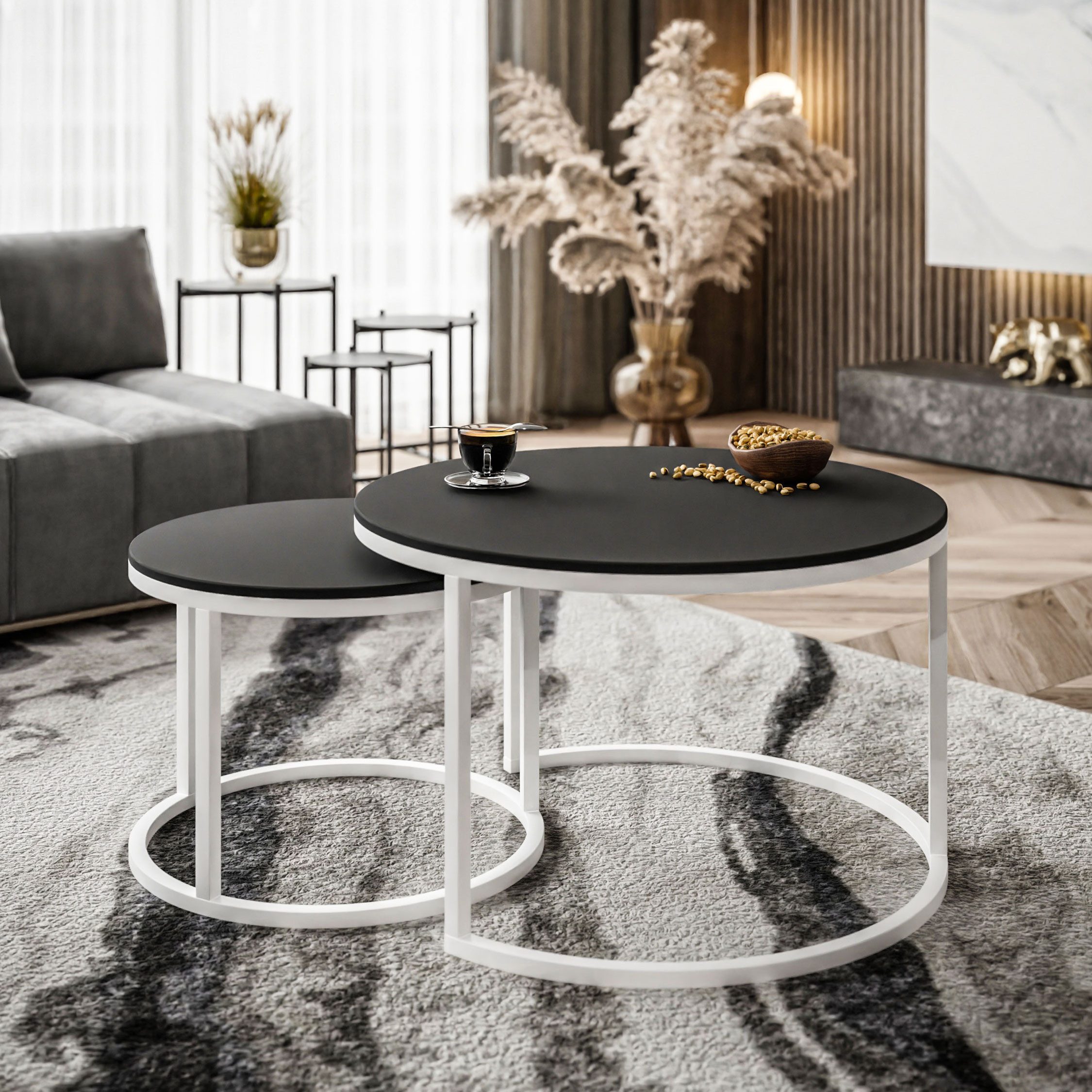 Lookway Couchtisch CIRI 2in1 Schwarzmatt (2er günstig online kaufen