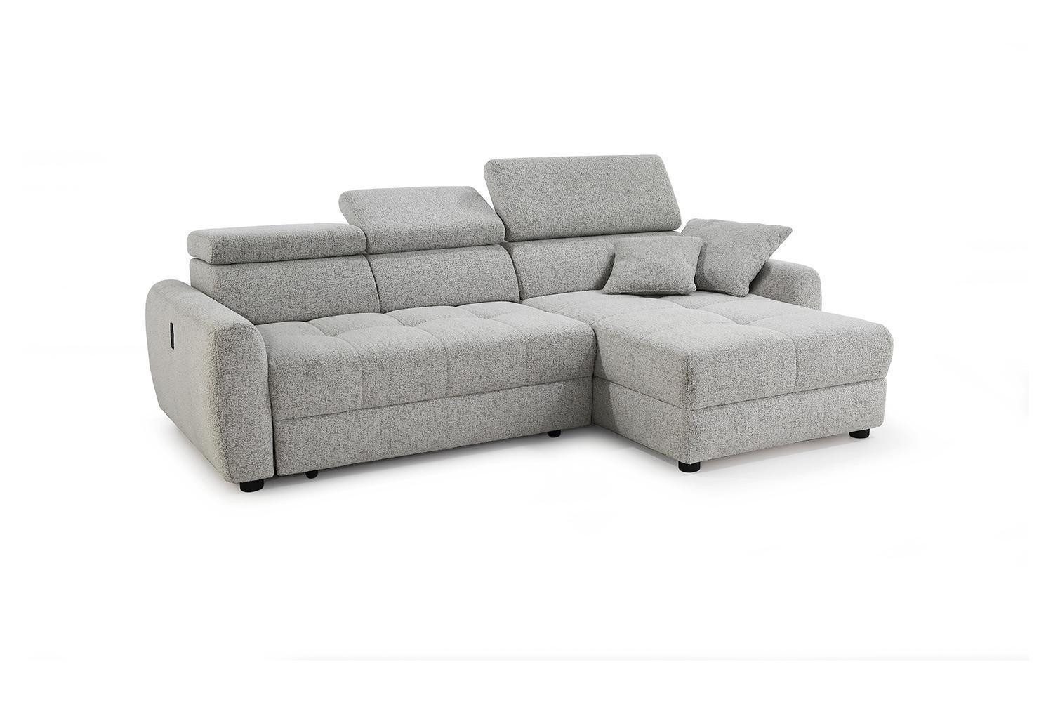 Jockenhöfer Gruppe Ecksofa MOVE, Hellgrau, Webstoff, 3 Kopfteilverstellungen, elektrische Sitztiefenverstellung, B 270 x H 79 x T 175 cm