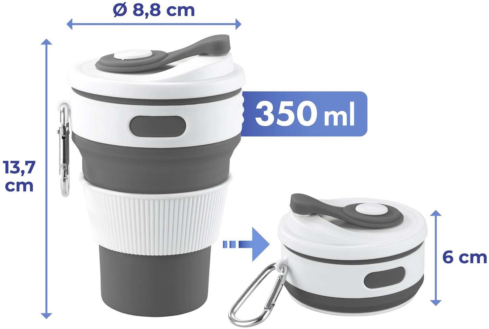 2-teilig Premium, Silikon, Coffee-to-go-Becher je ml, 350 Maximex Kunststoff, faltbar,