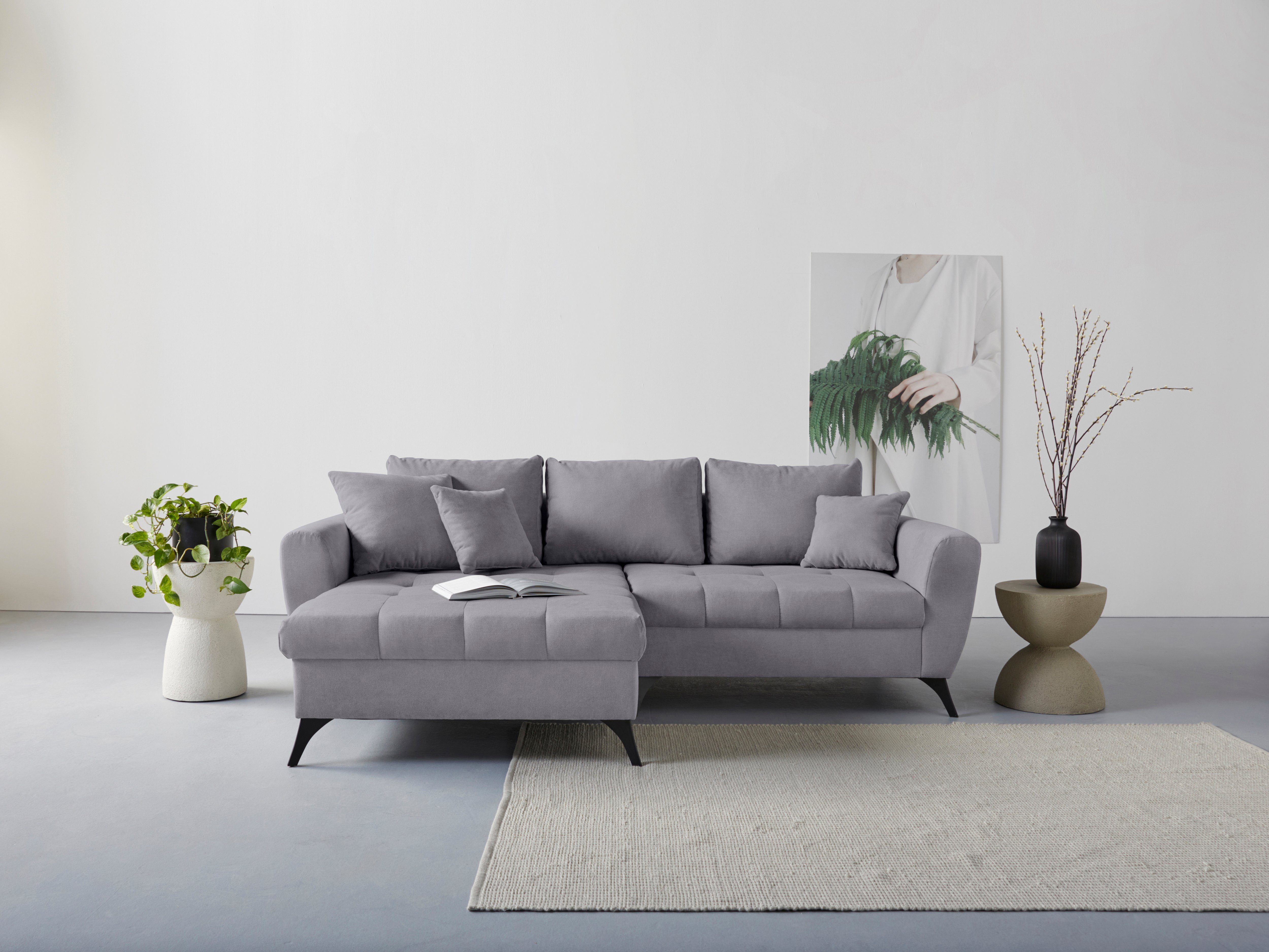 INOSIGN Ecksofa mit im auch Lörby, feine lose Aqua Sitzbereich, Steppung Kissen clean-Bezug