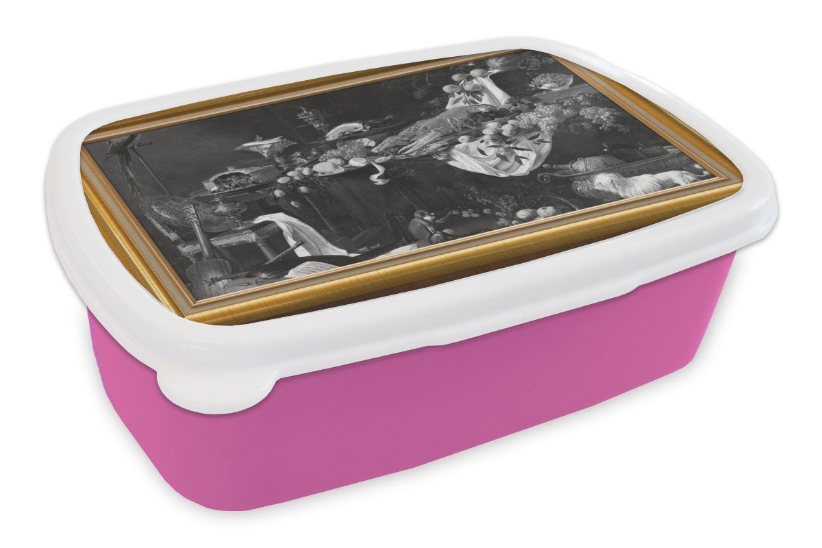 MuchoWow Lunchbox Stilleben - Maler - Liste - Gold, Kunststoff, (2-tlg), Brotbox für Erwachsene, Brotdose Kinder, Snackbox, Mädchen, Kunststoff rosa