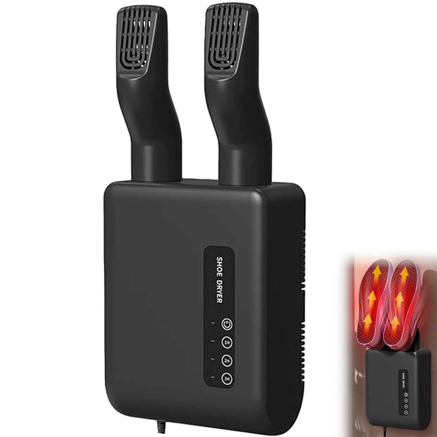 Comfy Mate Schuhtrockner Elektrisch Schuhtrockner Wandmontage Schuhheizung Stiefel Schuhwärmer, Profi-Trockner für Handschuhe Hüte Socken Kleidung Skischuhe, Schwarz