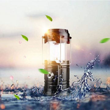 Retoo LED Laterne LED Camping Lampe 6x Aufladbar Solarleuchte Campinglaterne, LED, 2 Möglichkeiten der Beleuchtung: als Lampe oder als Taschenlampe