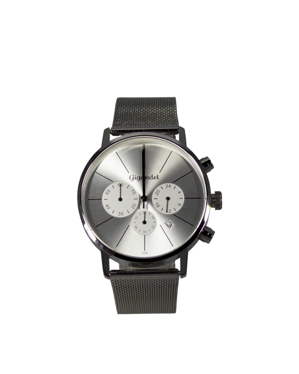 Gigandet Chronograph Armbanduhr Herren Damen Silber Datum G32-018, Mesharmband, Edelstahlgehäuse, 3ATM wasserdicht