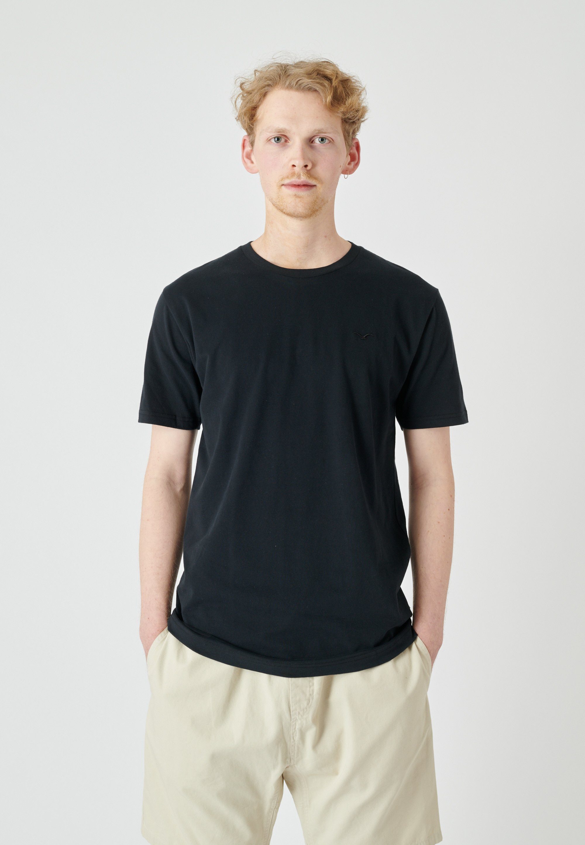 Cleptomanicx T-Shirt Ligull Regular (1-tlg) mit kleiner Logo-Stickerei grau-blau | Sport-T-Shirts