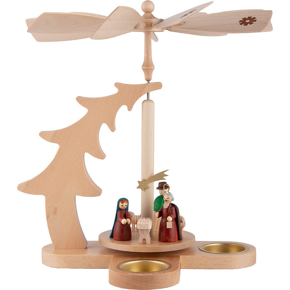 Erzgebirgische Volkskunst Richard Glässer GmbH Weihnachtspyramide 1-stöckige Tannenpyramide Christi Geburt, natur (27cm) von Richard Glä