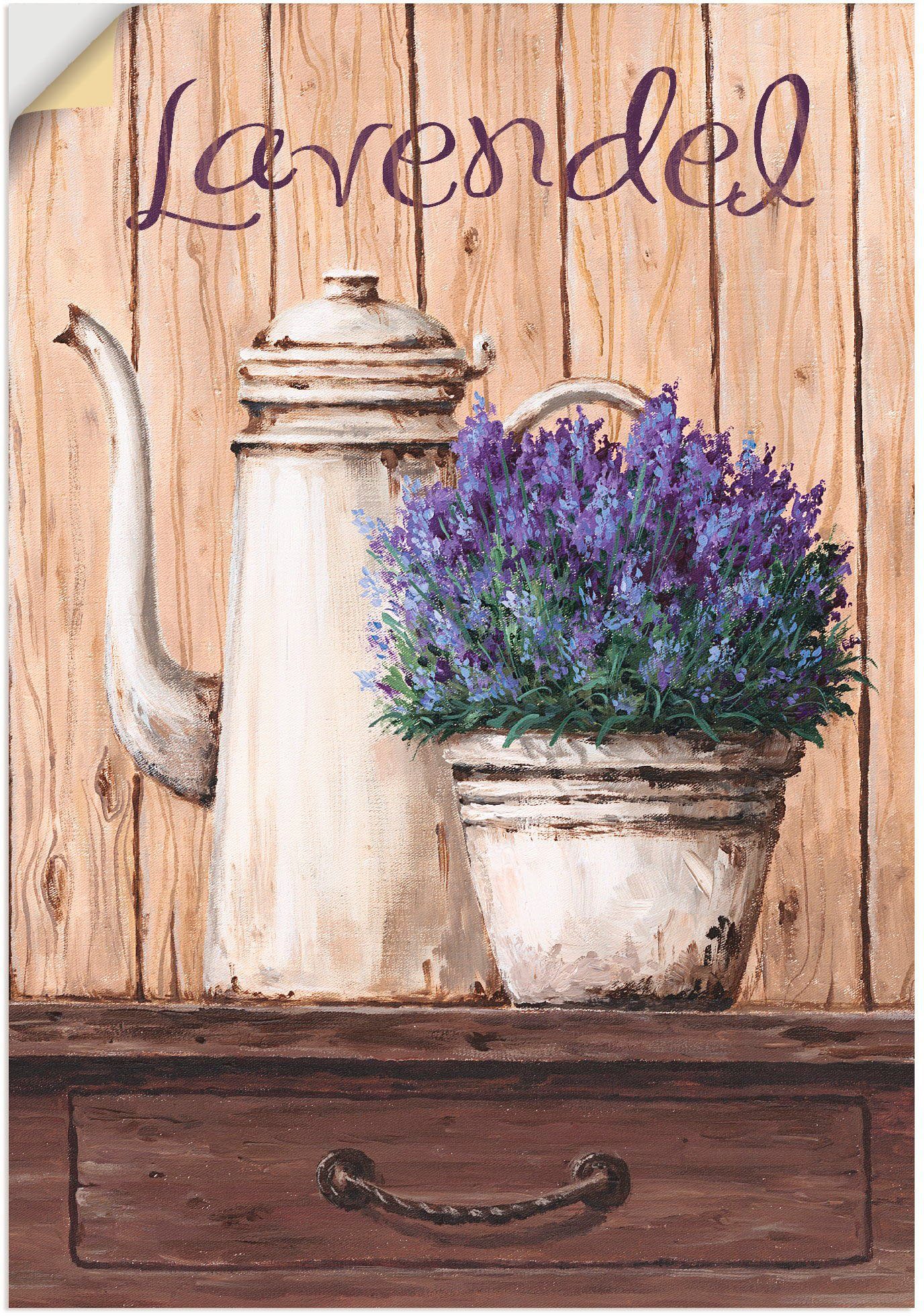 als in Leinwandbild, Alubild, Wandaufkleber Vasen Artland versch. Größen Wandbild oder St), Lavendel, (1 Poster & Töpfe