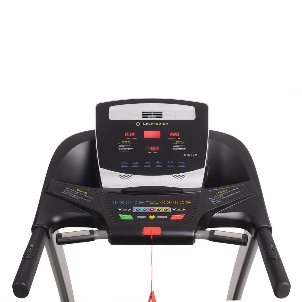 HMS Laufband Elektrisches Laufband Heimtraining (Spar-Set, 4 Transporträder), Geschwindigkeit von 1–22 km/h und 22 Neigungsstufen