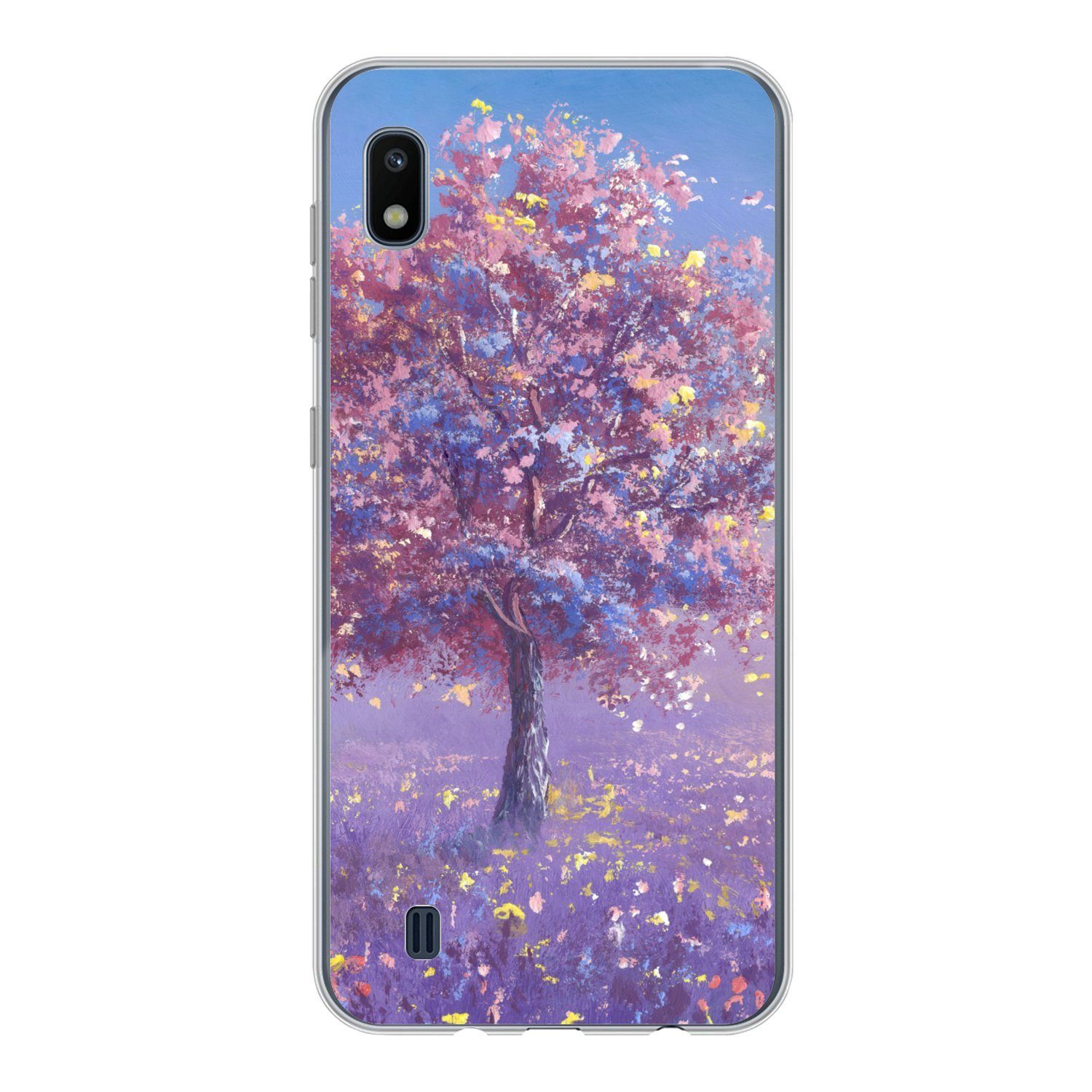 MuchoWow Handyhülle für Samsung Galaxy A10 Baum - Sommer - Rosa, Smartphone-Bumper, Print, Handy Schutzhülle Dünn