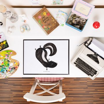 Mr. & Mrs. Panda Schreibtischunterlage Stinktier Handstand - Weiß - Geschenk, Skunk, Stinker, Bürobedarf, Sc, (1 tlg)