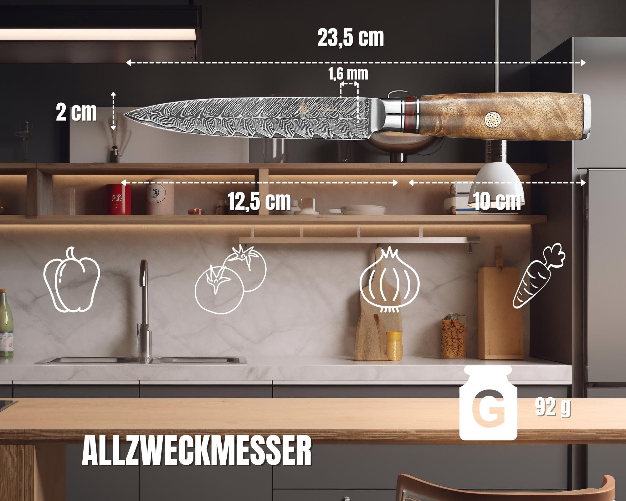 Messerblock Culinary Magnet-Messerblock magnetischer Sycamore I & 5 Wakoli Küchenmesser