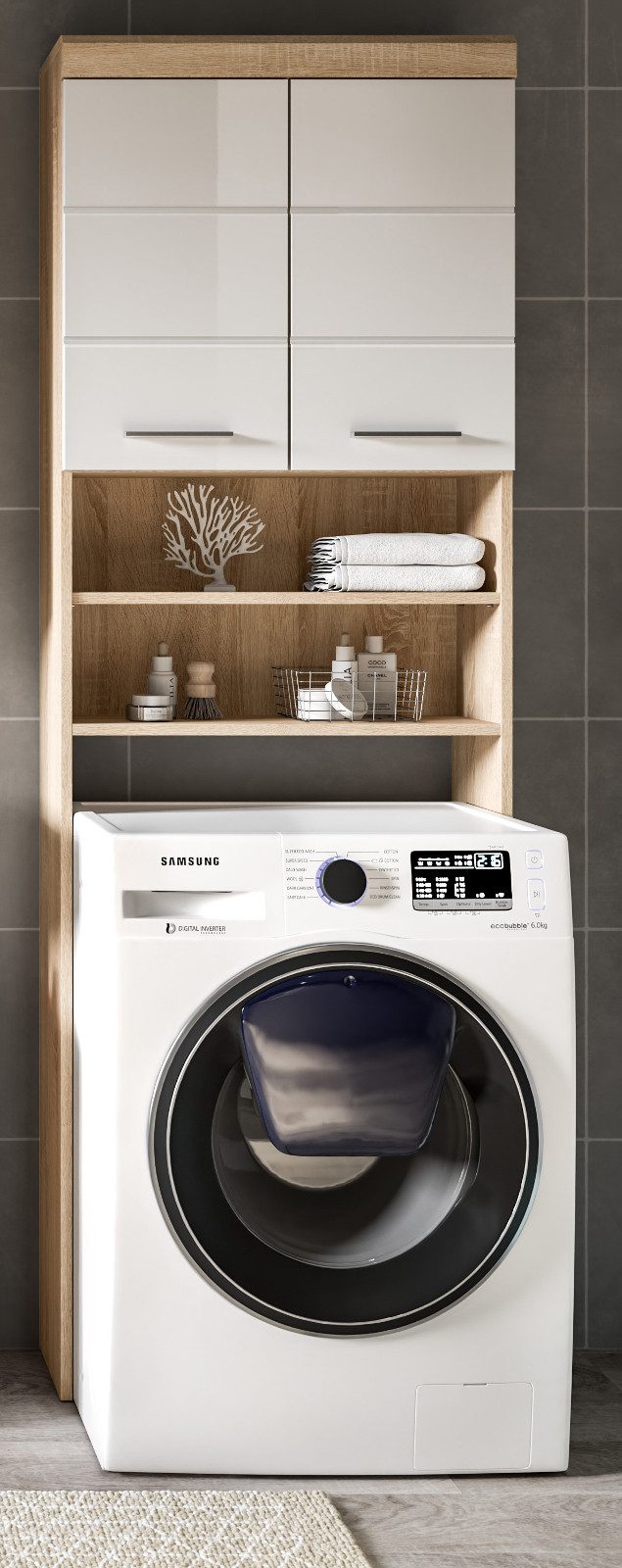 Inn.Furn Waschmaschinenumbauschrank Mambo (Überbauschrank in weiß Hochglanz günstig online kaufen