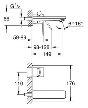 Grohe Waschtischarmatur »Lineare« 2-Loch-Waschtischbatterie, für Wandmontage Ausladung: 149 mm, chrom