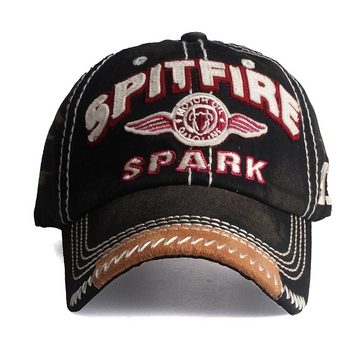 Sporty Baseball Cap Spitfire Distressed Baseballcap Vintage Used Look Retro Flugzeug