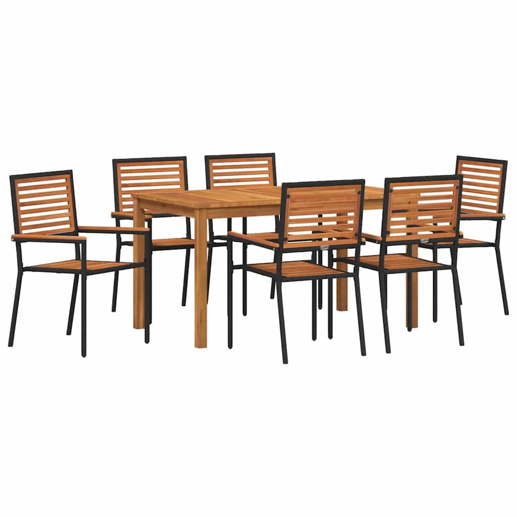 Gartenlounge-Set Garten Essgruppe 7 pcs Schwarz Massivholz