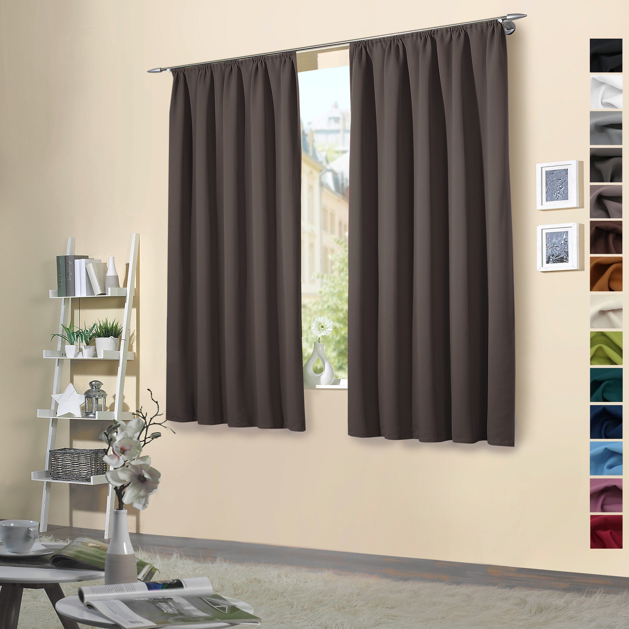 heimtexland Verdunkelungsvorhang Verdunklungsgardinen Thermo Vorhänge blickdicht (2 St), Kräuselband, verdunkelnd, Verdunklungsstoff, Sonnenschutz Verdunkelung Kälteisolierung Schalldämmung