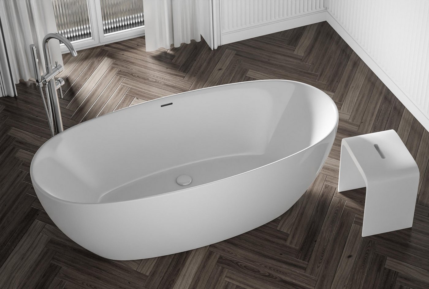 Thumbnail - Bernstein Badewanne BELAQUA 2.0, Freistehende Badewanne / 180x80x58 cm / Weiß glänzend / Doppelwandig