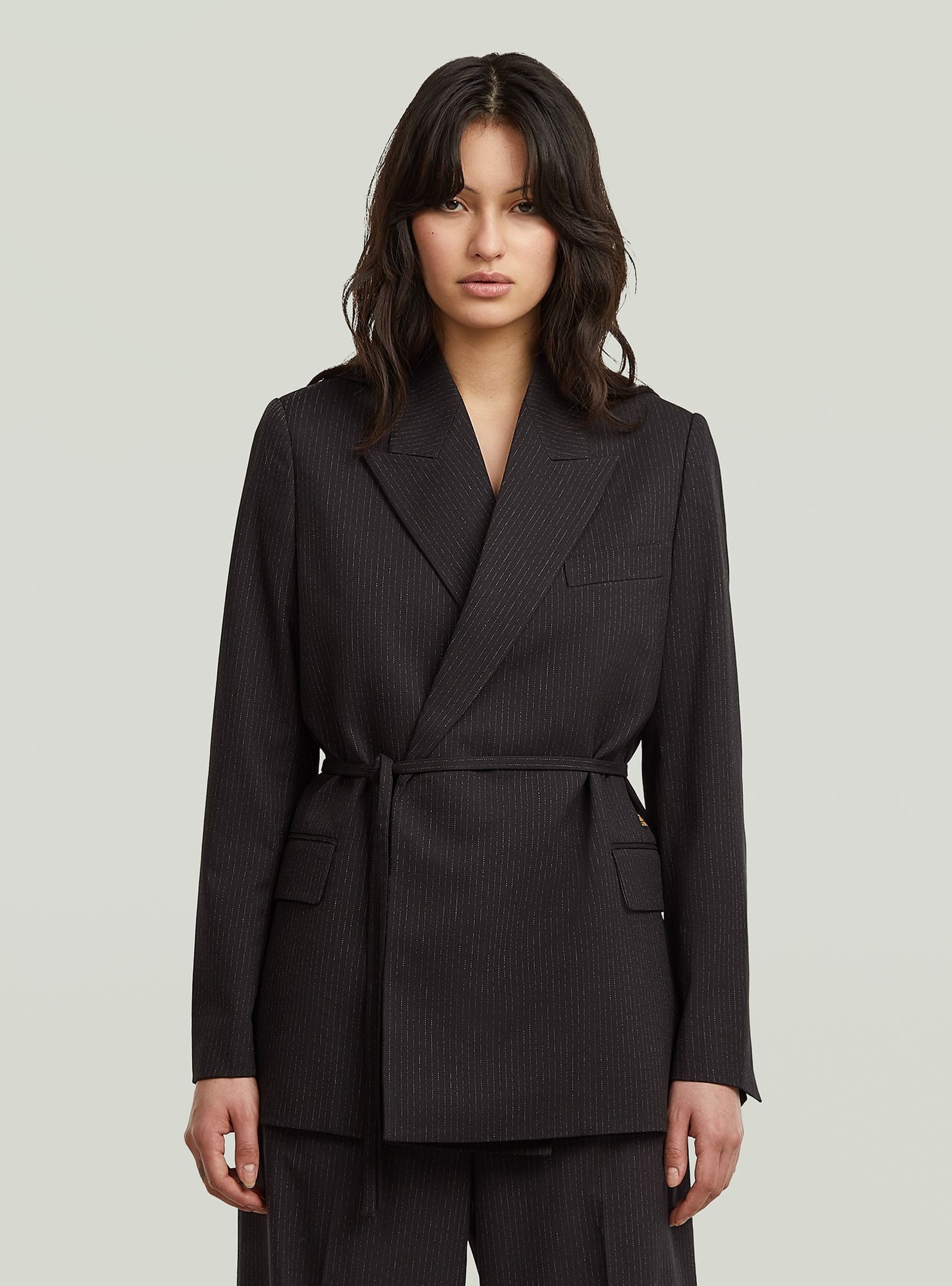 G-STAR Jackenblazer Zweireihiger Blazer mit Gürtel