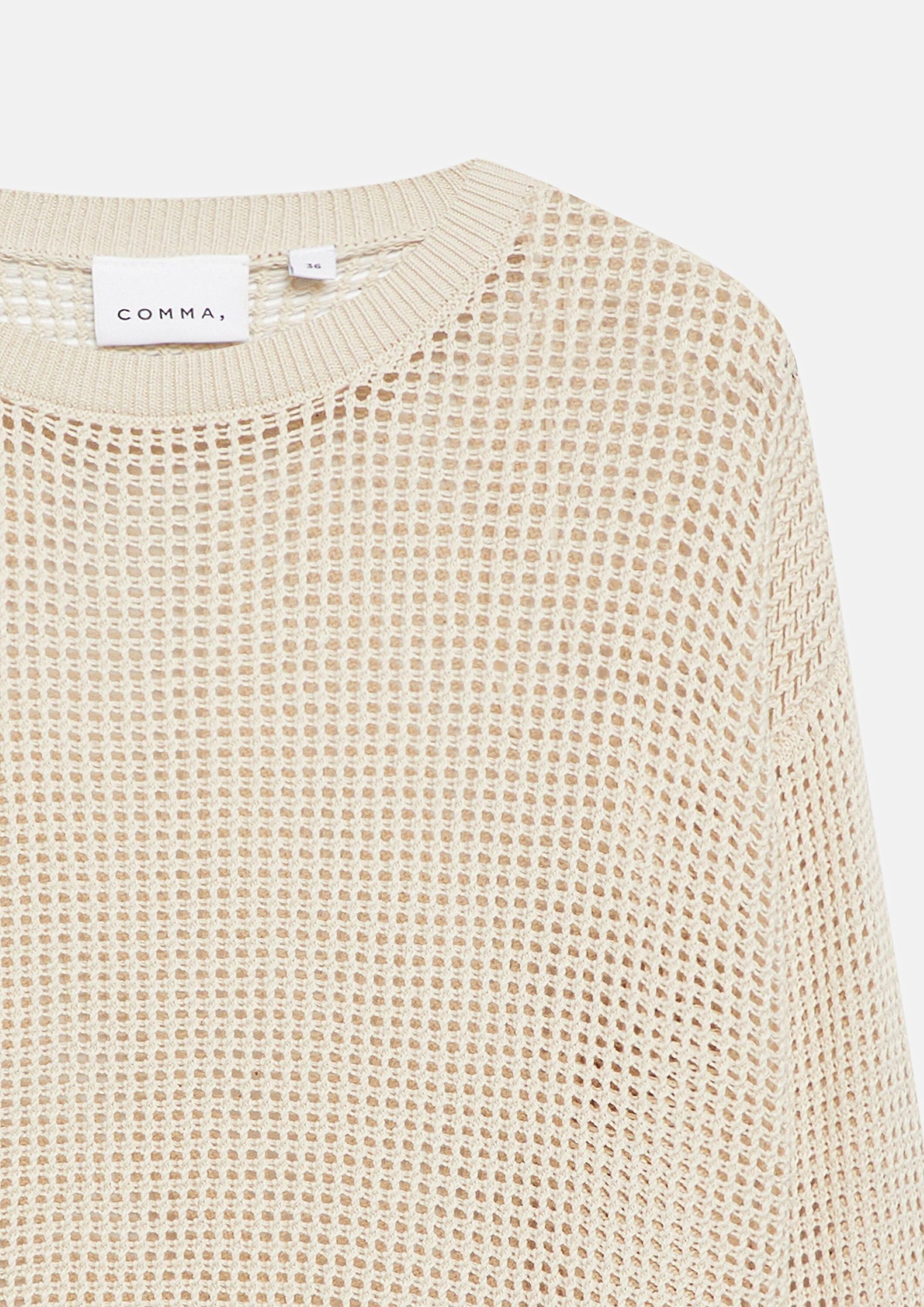 comma Longpullover Strickpullover Pullover aus Ajourstrick