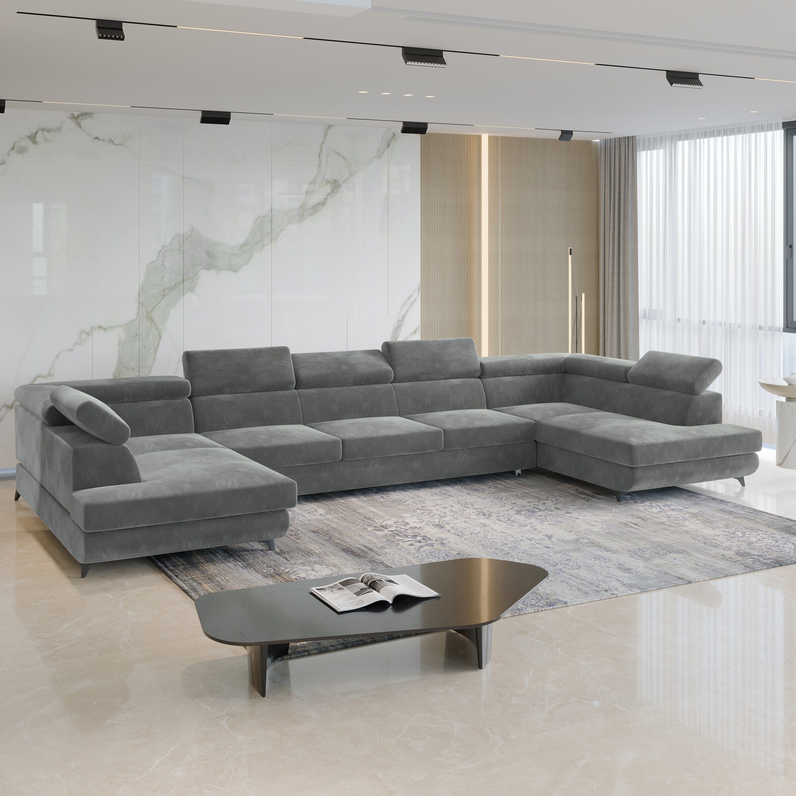Masseno Ecksofa URMANO mit Schlaffunktion U-Form, Sofa mit Bettkasten