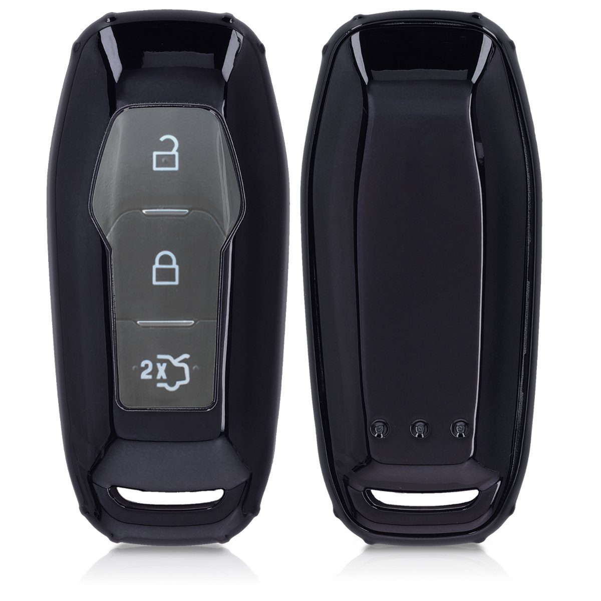 Cover Schlüsselhülle Schwarz Autoschlüssel kwmobile Ford Schlüsseltasche Hülle Ford, Hochglanz für TPU Schutzhülle für