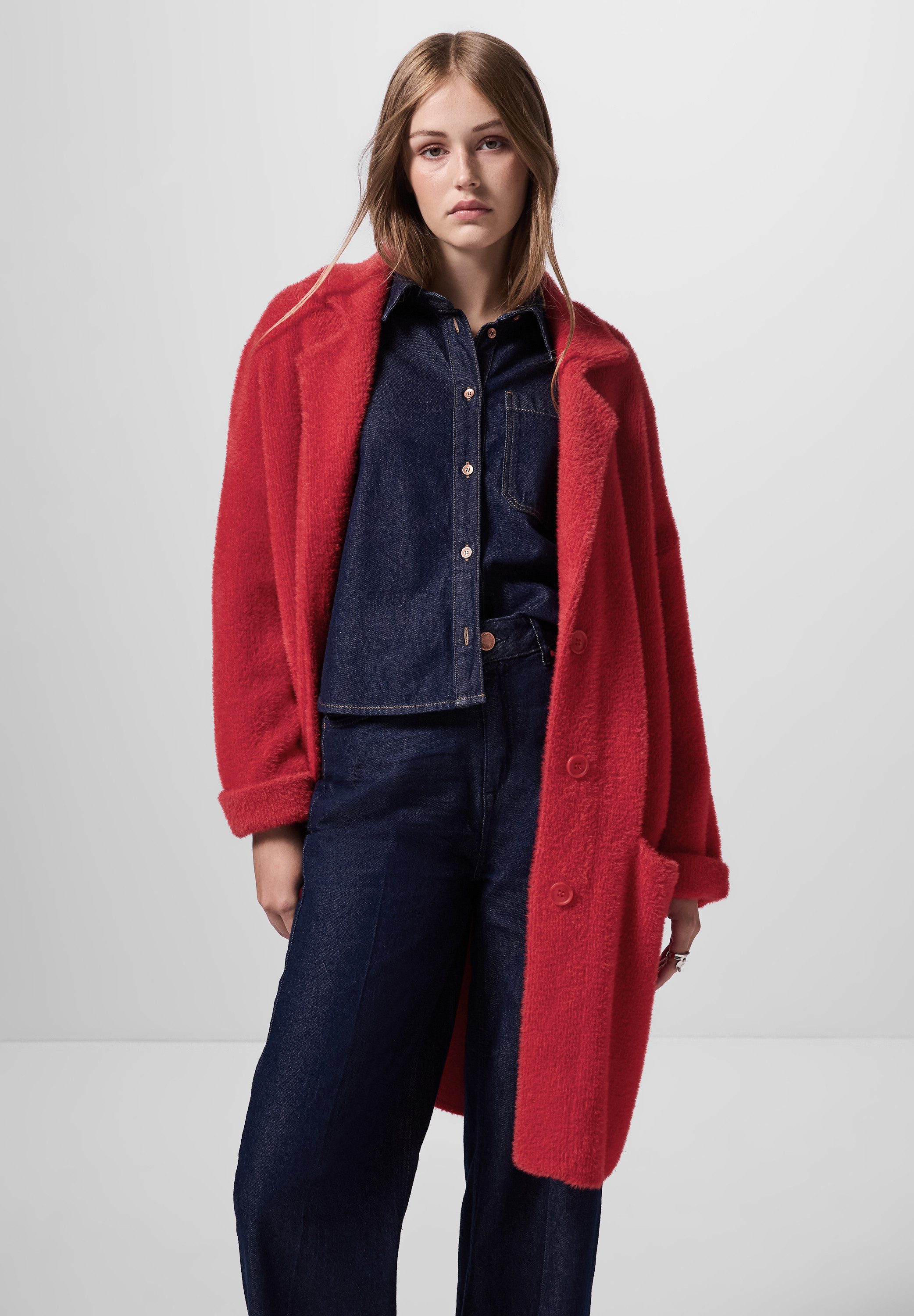 STREET ONE STUDIO Longstrickjacke mit Federgarn