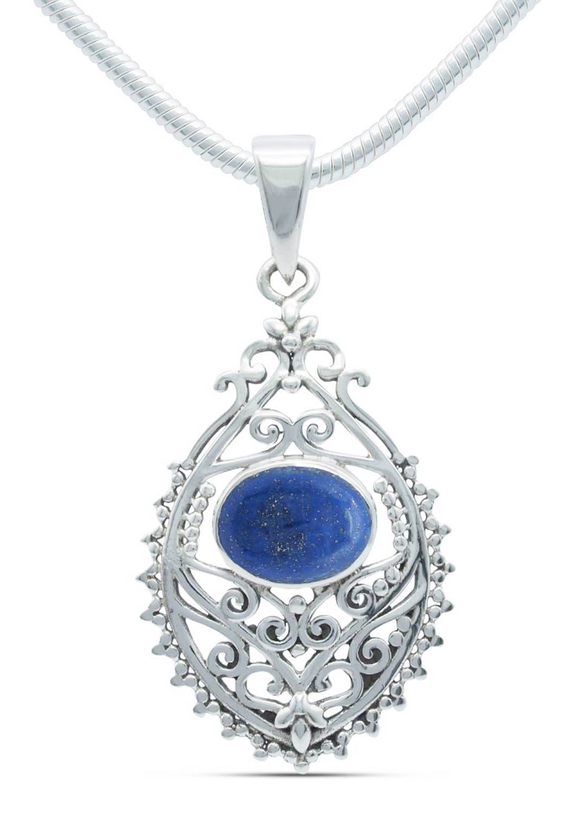 mantraroma Kette mit Anhänger Lazuli SilbermitLapis 925er