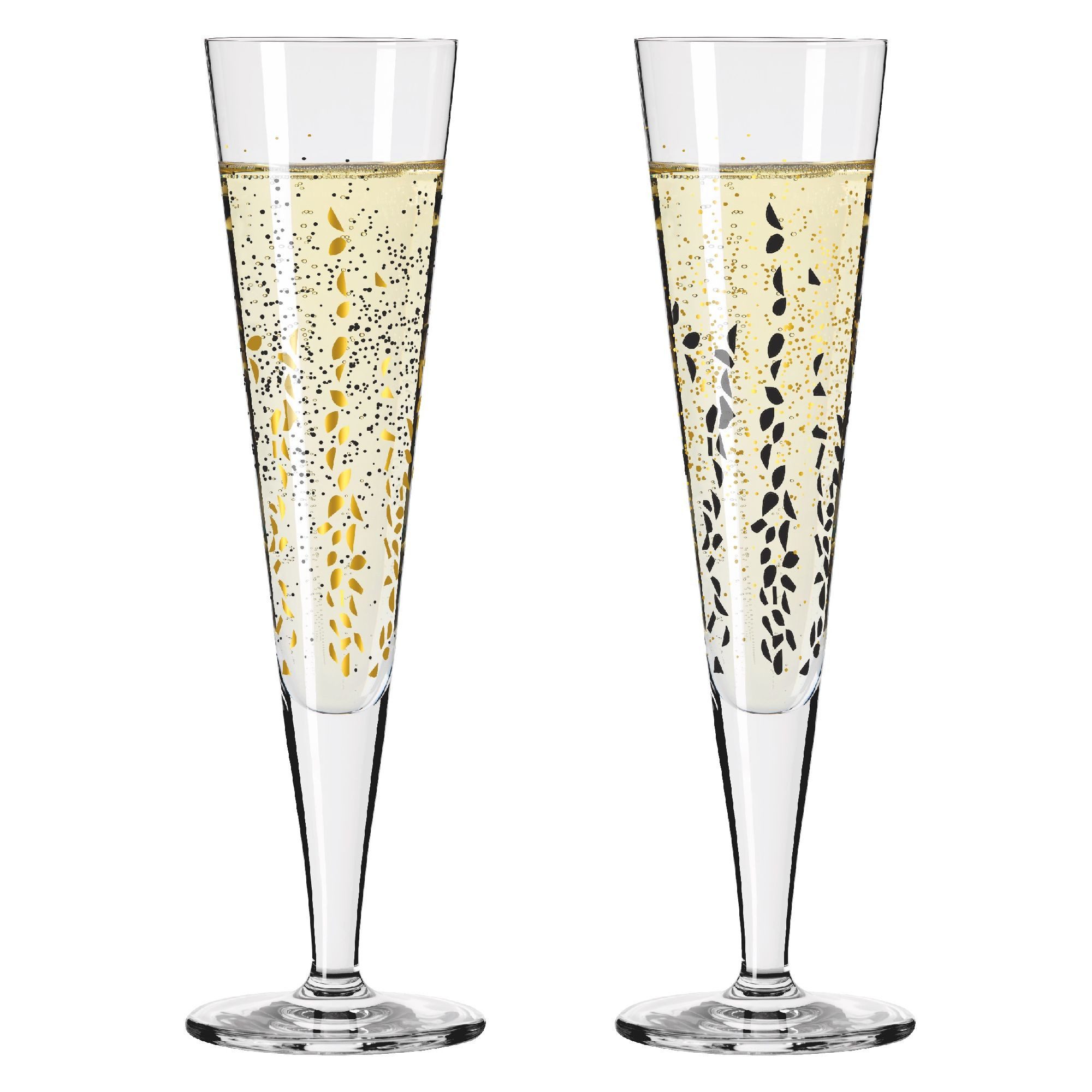 Ritzenhoff Sektglas GOLDNACHT, Glas, Handwäsche empfohlen, Transparent, Blätter, H: 24cm