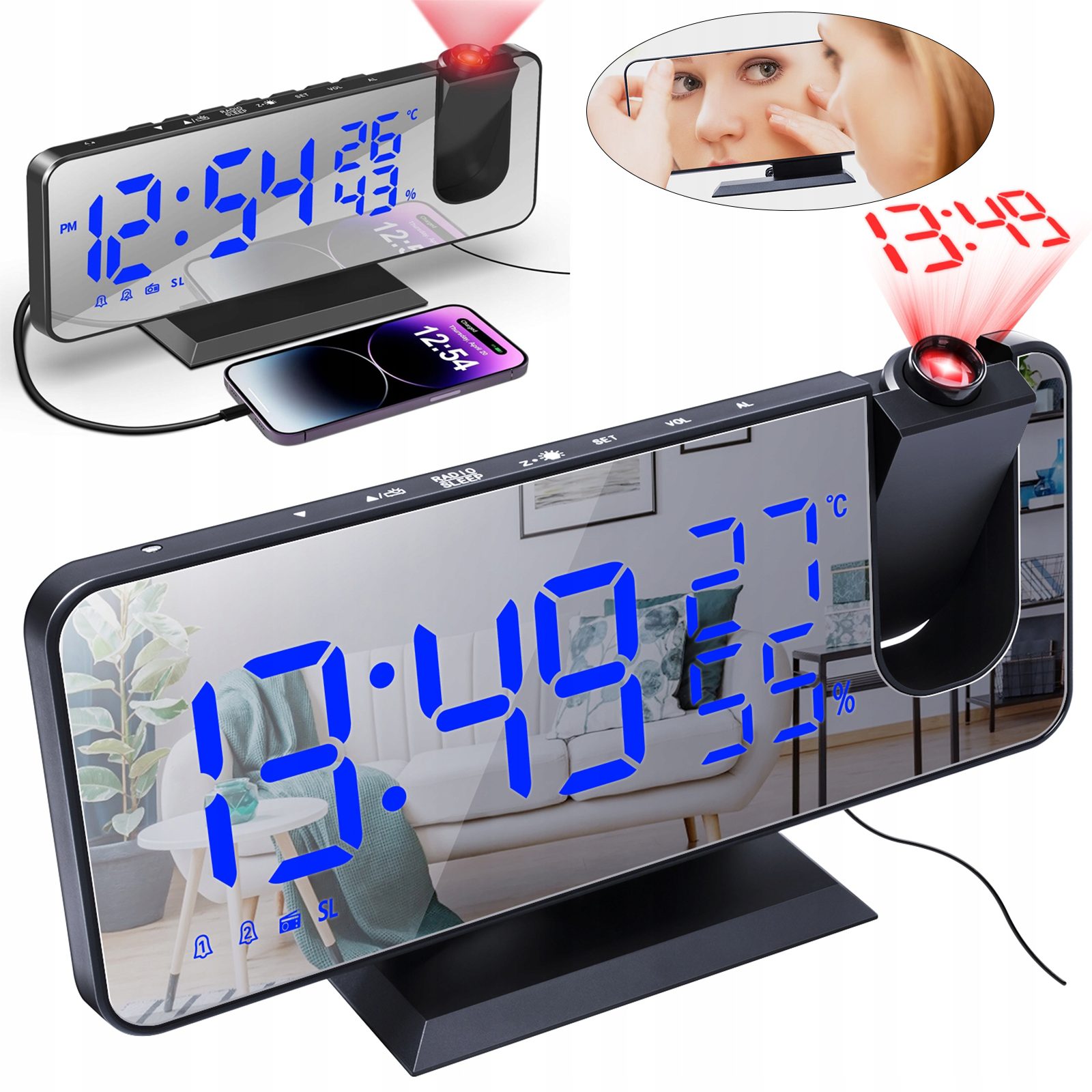 REDOM Projektionswecker Digitalwecker Projektionsuhr Spiegelwecker Wecker m günstig online kaufen