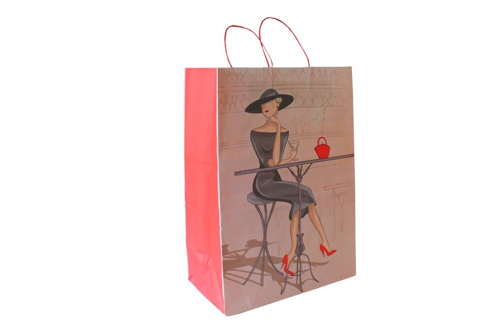 Tragetasche Papiertragetasche, Motiv "Elegance", mit roter Kordel (981715-50, 50-tlg., 32+17x44 cm), 32+17x44 cm