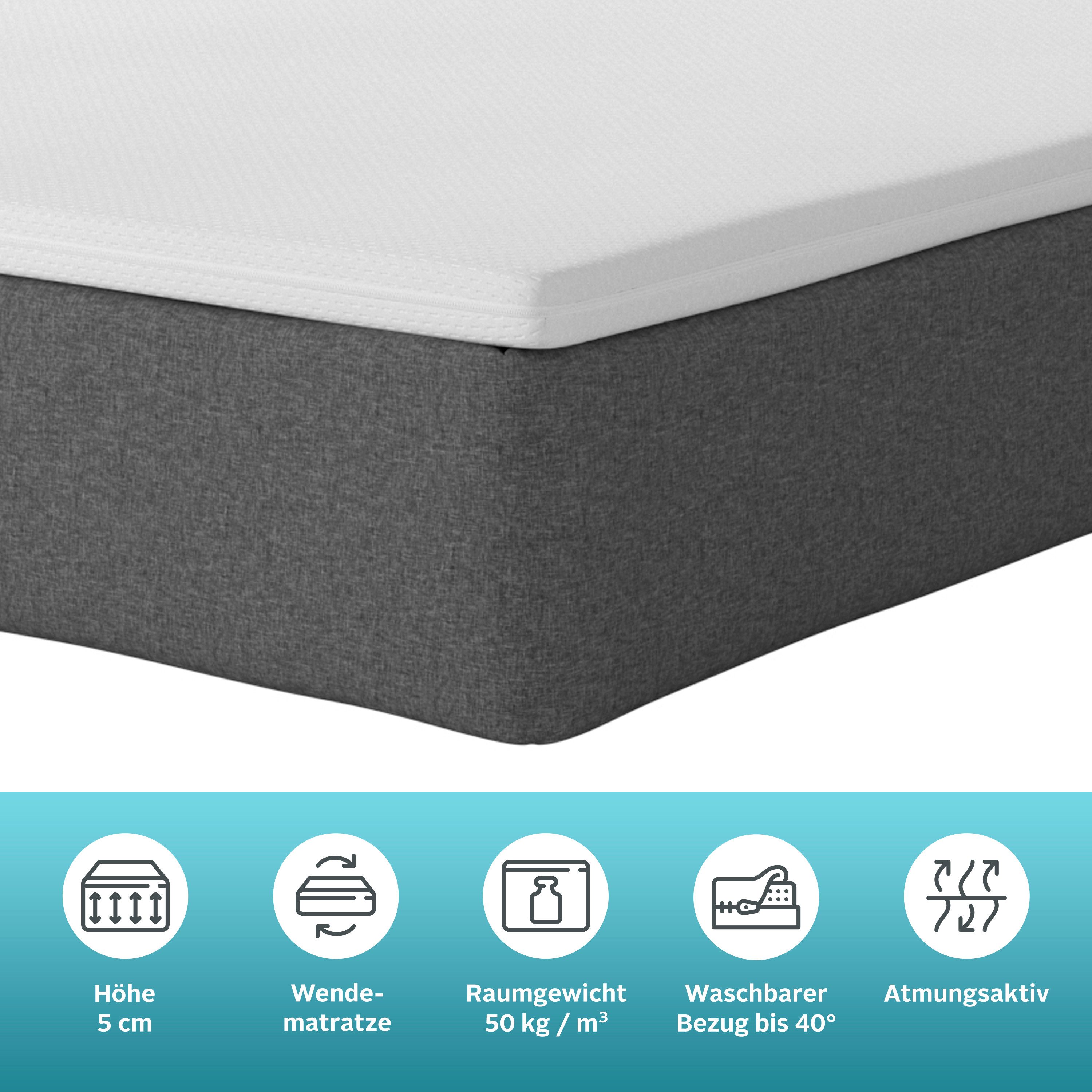 OTTO home, Topper Queens, für Matratzen & Boxspringbetten in 90x200 und weiteren Größen, 5 cm hoch, Viscoschaum, Visco-Topper mit feuchtigkeitsregulierendem TENCEL™ Lyocell-Bezug