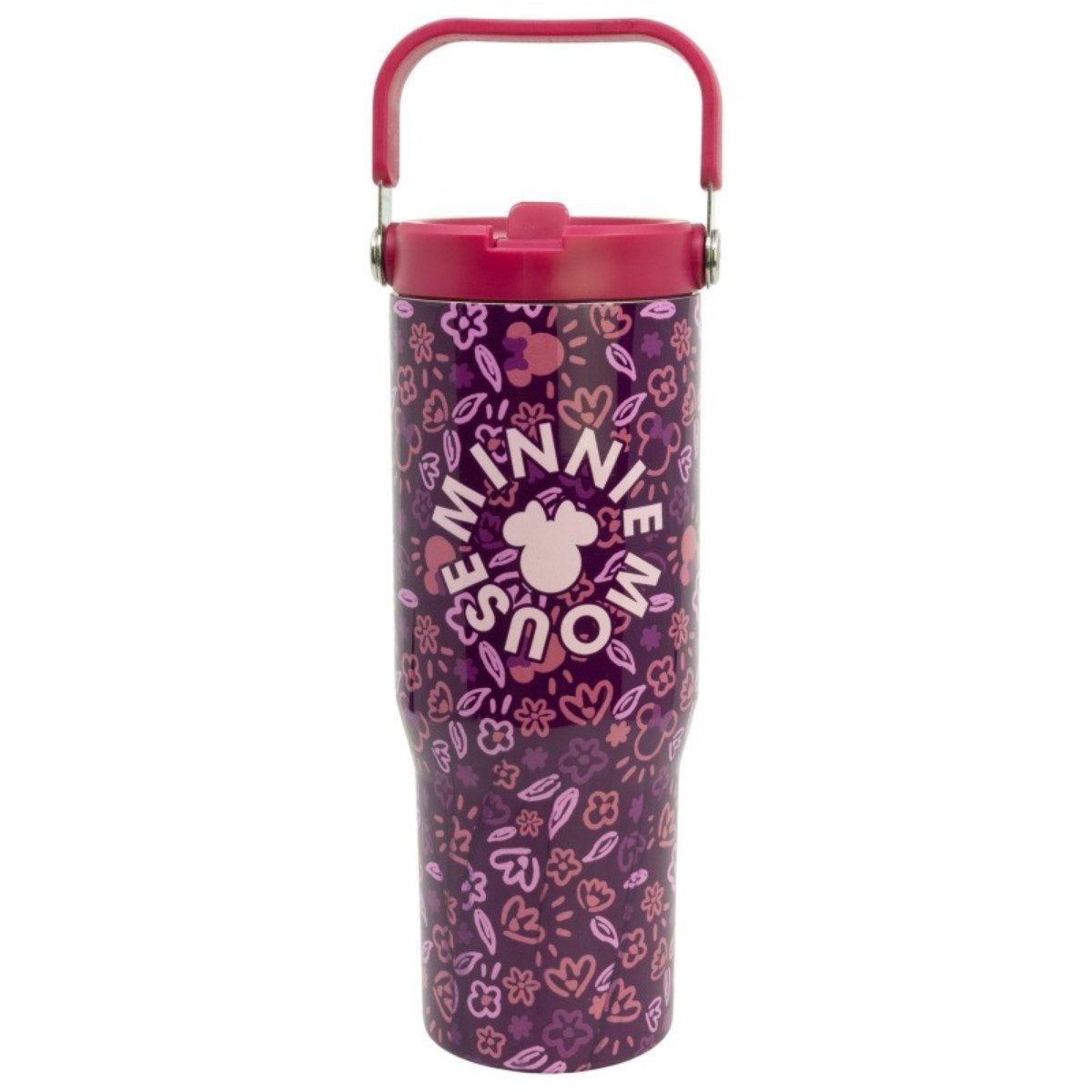 Disney Minnie Mouse Thermobecher Edelstahl Thermobecher 860 ml mit Griff und Klappdeckel, Edelstahl