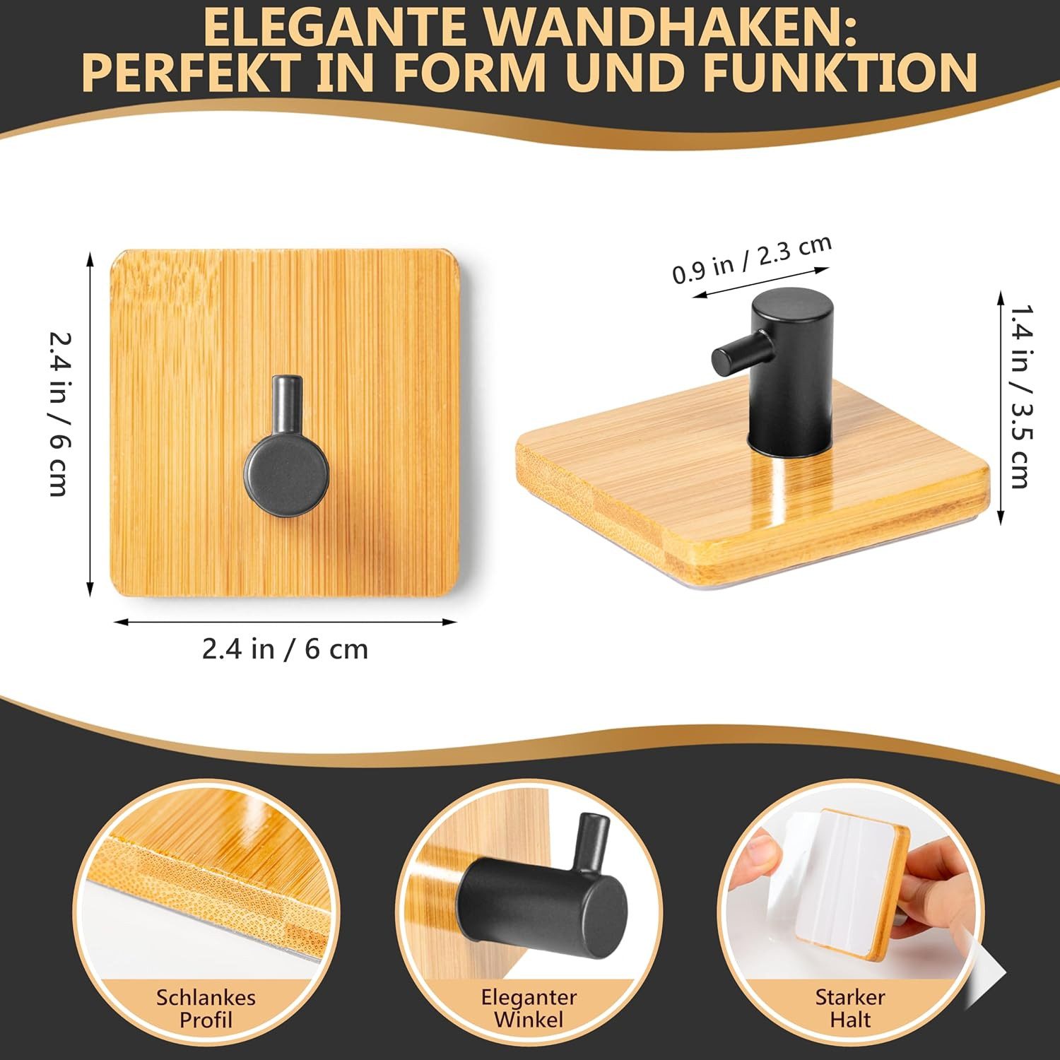 DANIHOME Wandhaken Handtuchhalter Bambus & Gunmetall günstig online kaufen