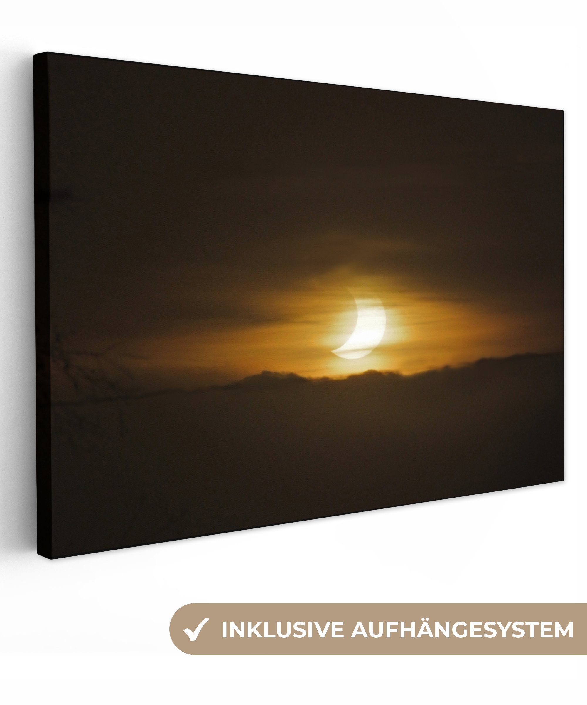OneMillionCanvasses® Leinwandbild Totale Sonnenfinsternis, (1 St), Wandbild Leinwandbilder, Aufhängefertig, Wanddeko, 30x20 cm