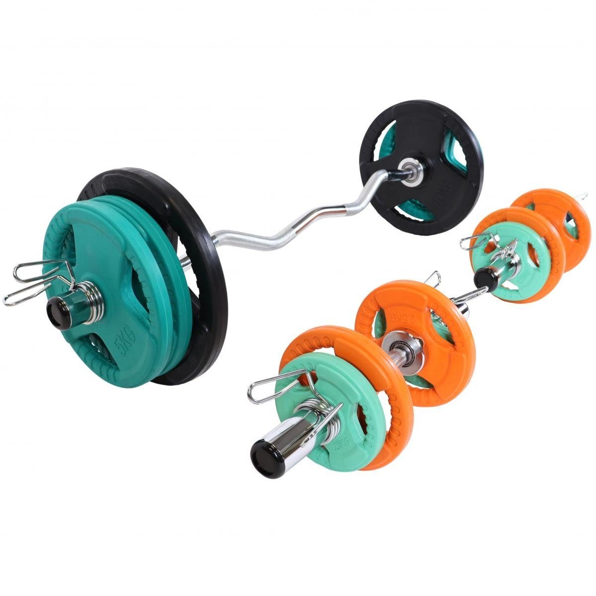 GORILLA SPORTS Hantel-Set Olympiastangen Set Gummi Gripper 75 kg
