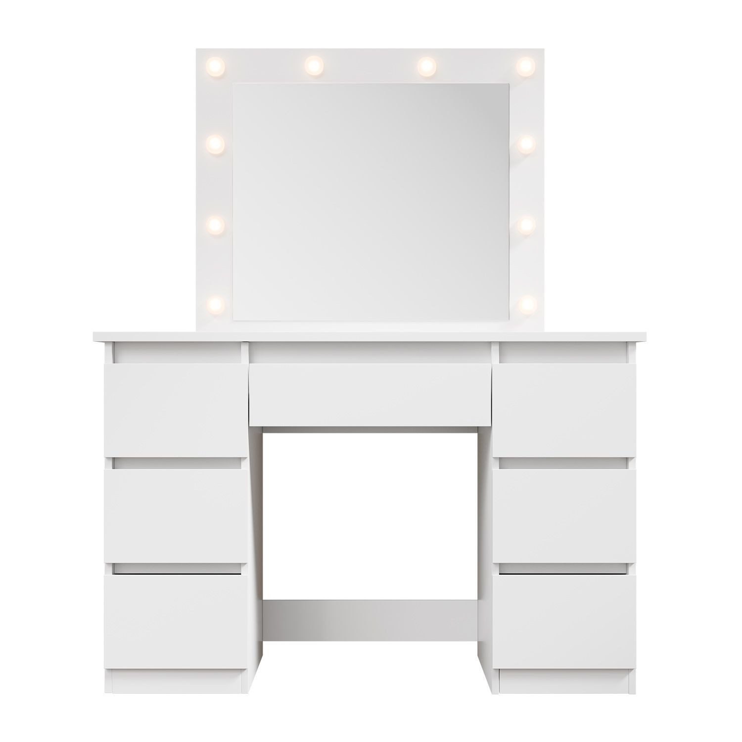 Juskys Schminktisch Talea (3-St), LED-Beleuchtung, 3 Helligkeitsstufen, modern, 7 Schubladen, Stauraum
