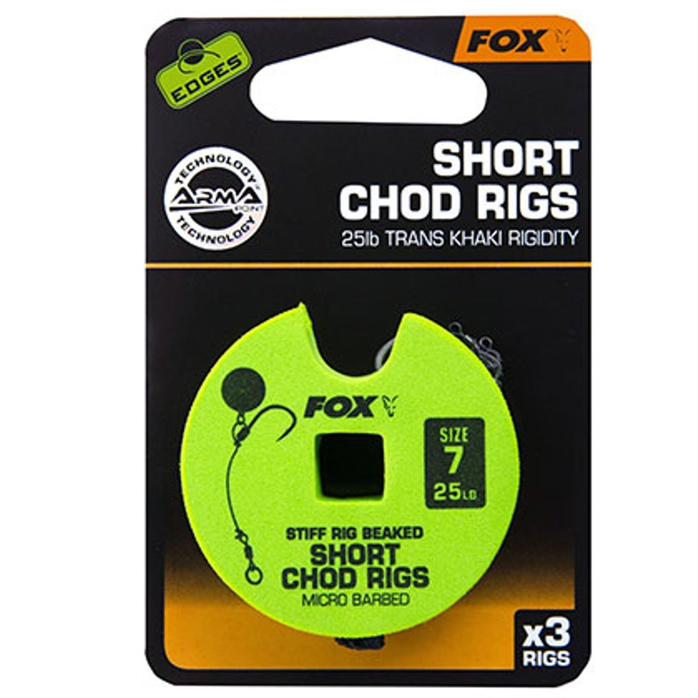 Karpfenhaken Fox Edge Armapoint stiff rig beaked Chod rigs Short - 3 Karpfenrigs