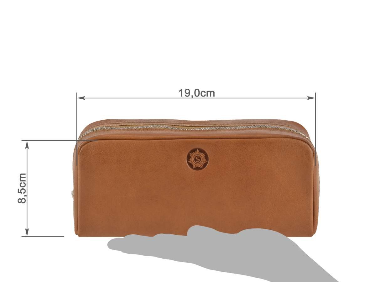 Sonnenleder Kulturbeutel Faschina, Kulturtasche, Kosmetikbeutel, Waschtasche, für Damen und Herren