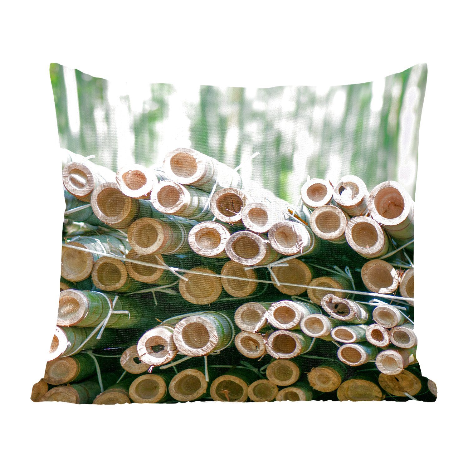 MuchoWow Dekokissen Stapel von geschnittenem Bambus Arashiyama, Zierkissen mit Füllung für Wohzimmer, Schlafzimmer, Deko, Sofakissen