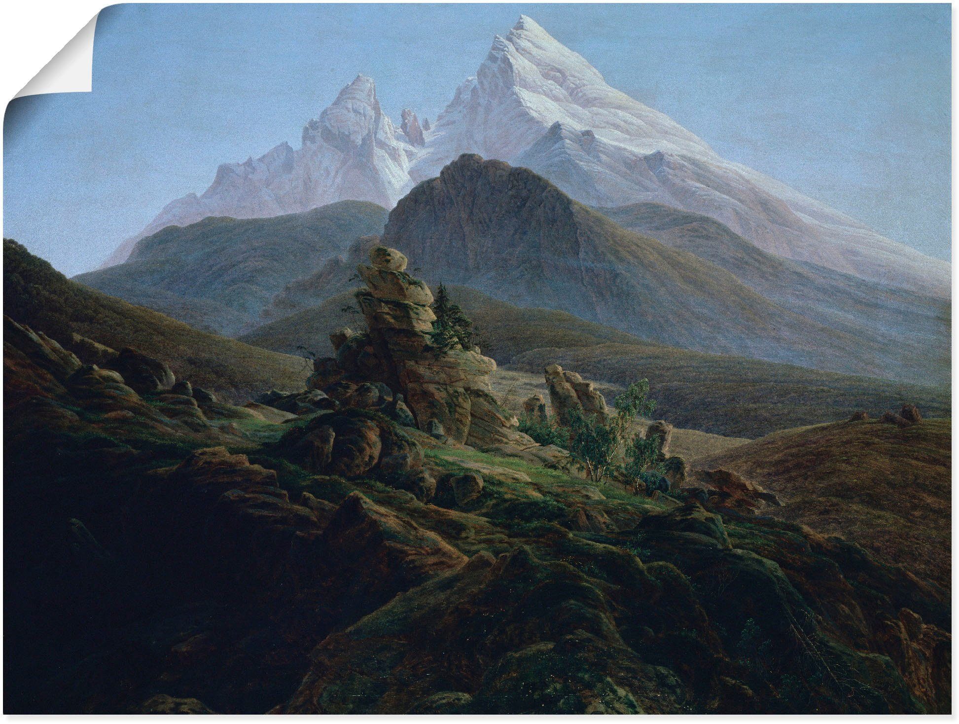 Leinwandbild, Wandaufkleber Poster Größen oder als Der Berge (1 1824, St), versch. Wandbild in Um Alubild, Watzmann. Artland
