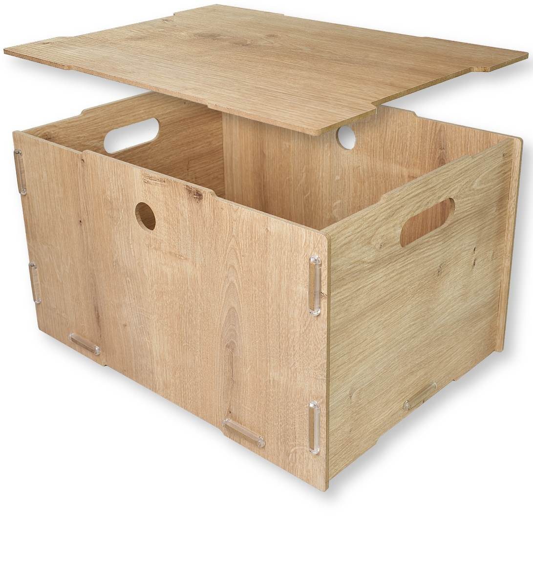 clipfritz Aufbewahrungsbox BOB, MDF, Ordnungsbox mit Deckel, in Eiche-Effekt & Weiss-matt (1-er Set)