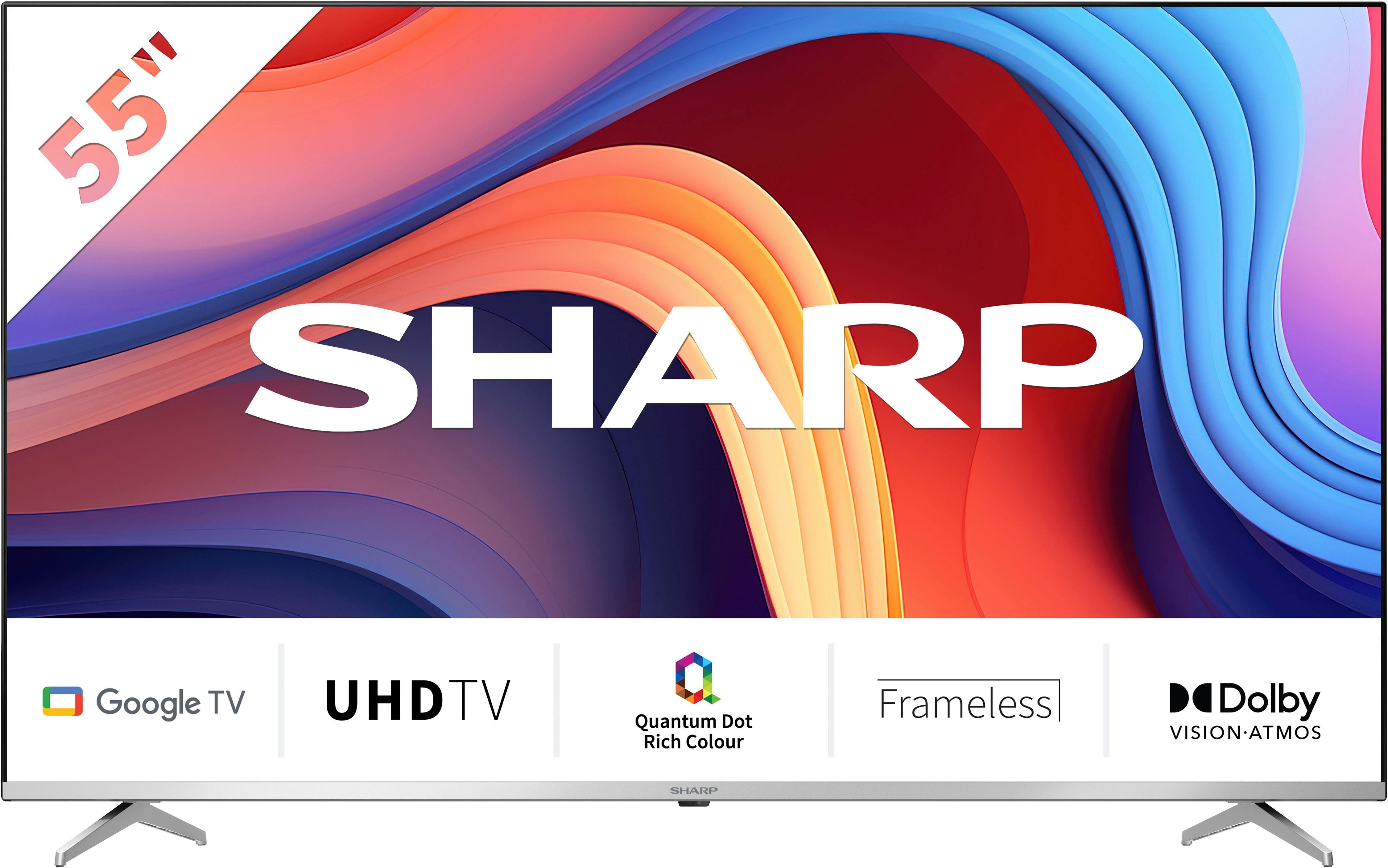 Sharp 4T-C55GPx QLED телевизоры (139 cm/55 Zoll, 4K Ultra HD, Google TV, Smart-TV, Quantum Dot, QLED, Dolby Atmos, Dolby Vision, HDMI 2.1 mit eARC)