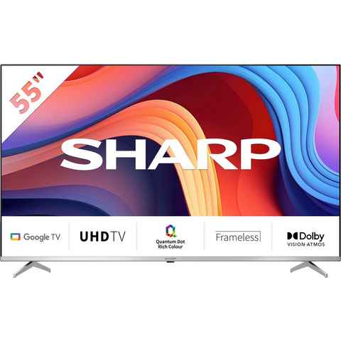 Sharp 4T-C55GPx QLED-Fernseher (139 cm/55 Zoll, 4K Ultra HD, Google TV, Smart-TV, Quantum Dot, QLED, Dolby Atmos, Dolby Vision, HDMI 2.1 mit eARC)