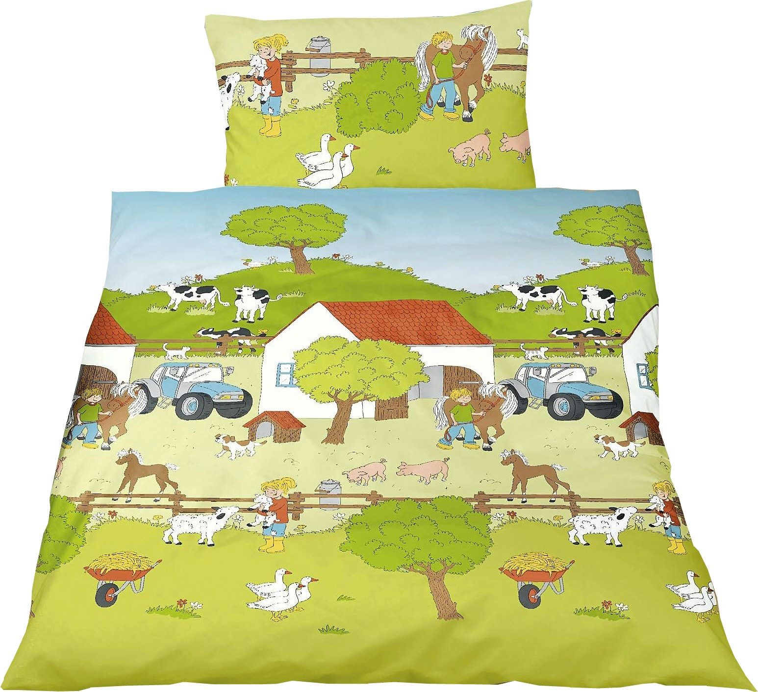 Kinderbettwäsche JACK by Bierbaum Kinder Renforce Bettwäsche 2 tlg. 100x135cm Bauernhof