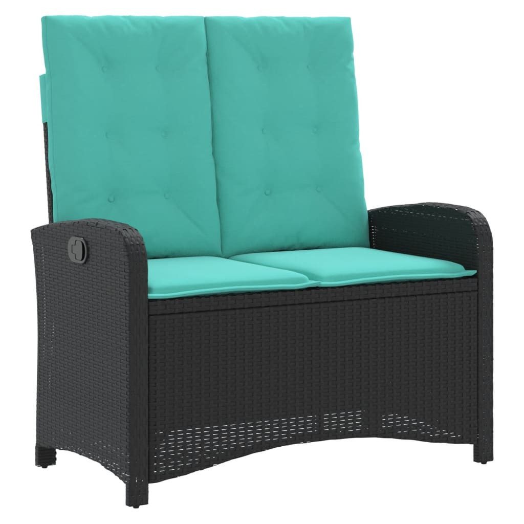 Gartenbank Gartenbank Verstellbar mit Kissen Schwarz Poly Rattan