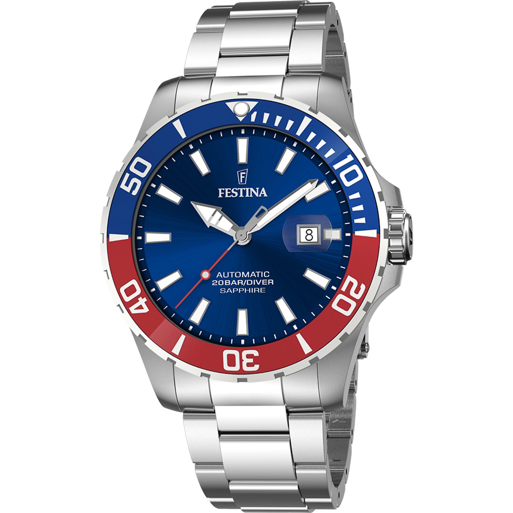 Festina Taucheruhr Automatikuhr F20531/5 – Blaues Zifferblatt, Edelstahlarm günstig online kaufen