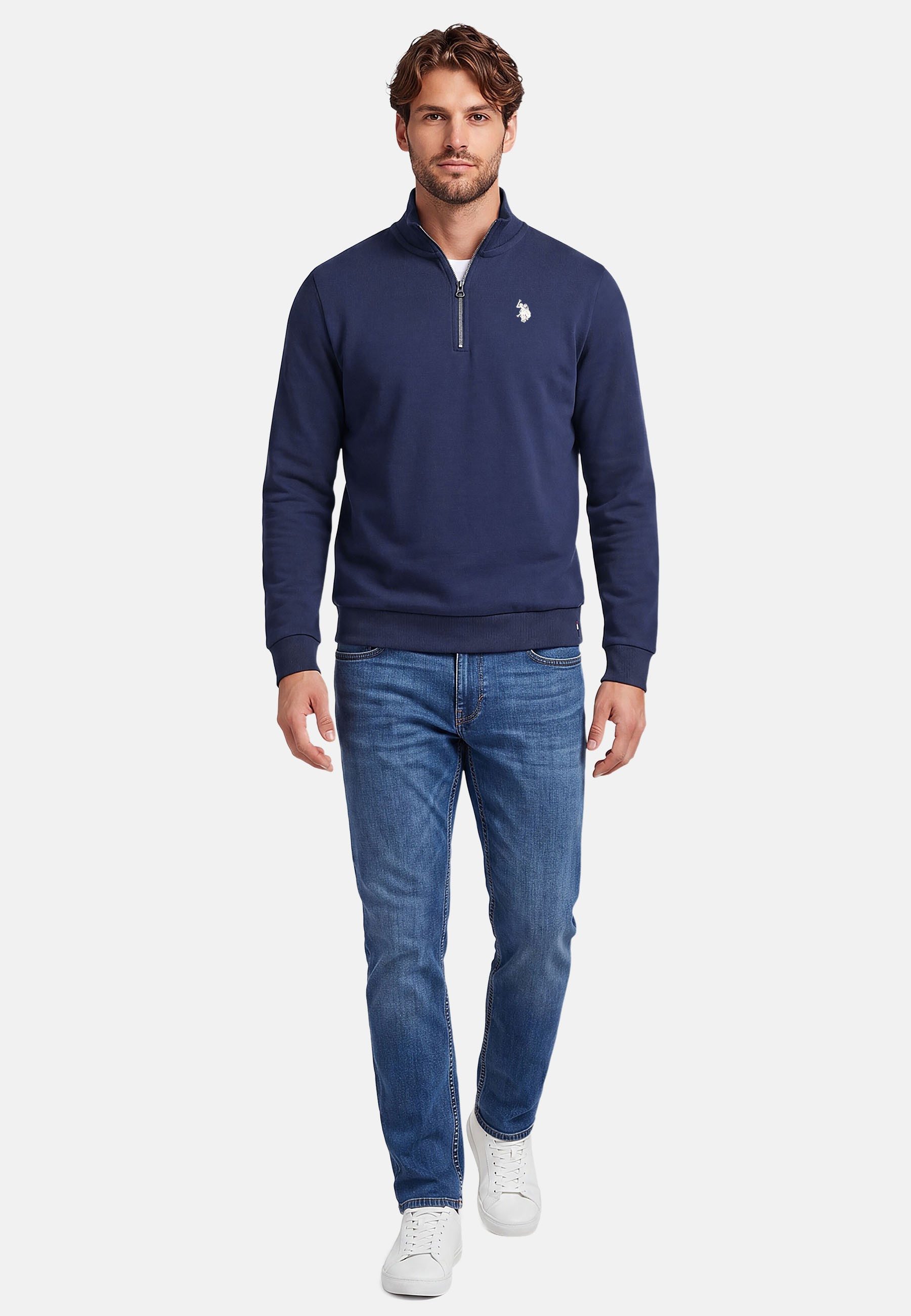 U.S. Polo Assn. Stehkragenpullover USNiico – Herren Half-Zip Pullover mit Logo-Stickerei Weiche Baumwollmischung, sportlich-elegantes Design und hoher Komfort – Bild 3 von 5